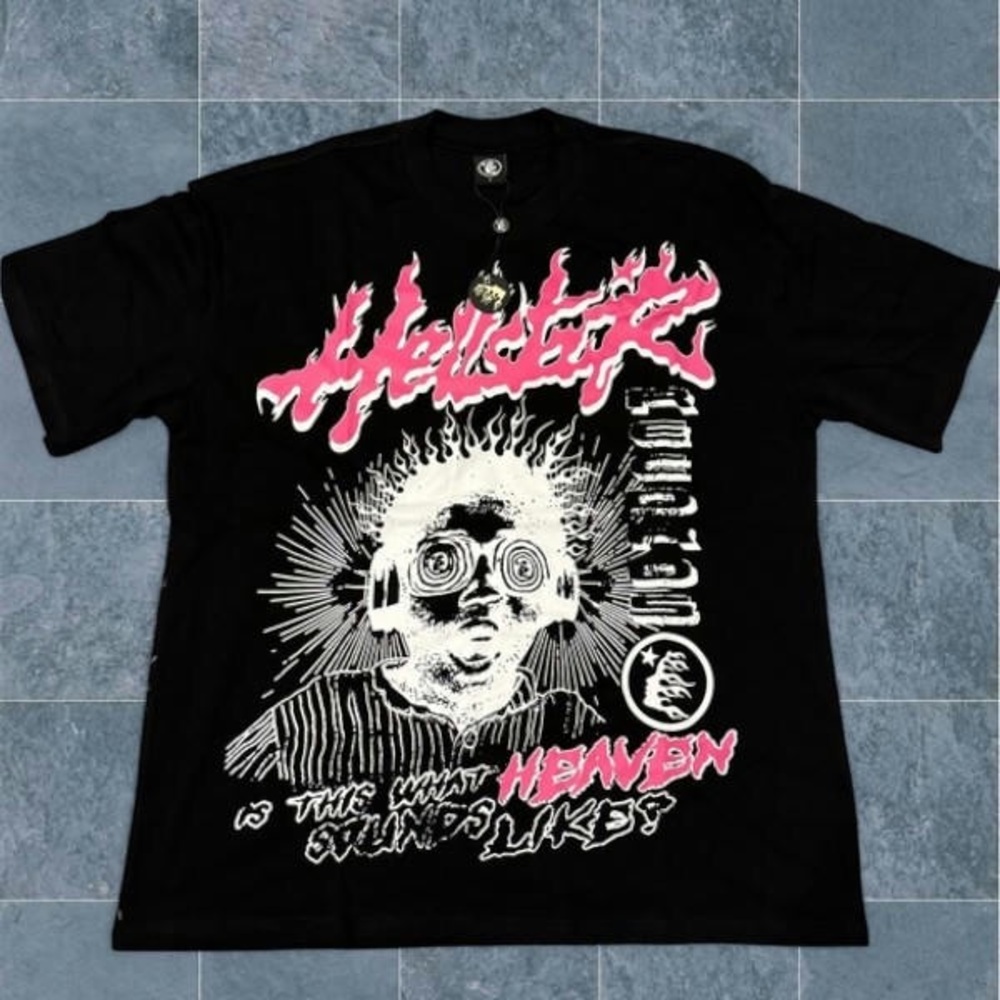Hellstar Edgy Black Graphic Tee with Pink Accents